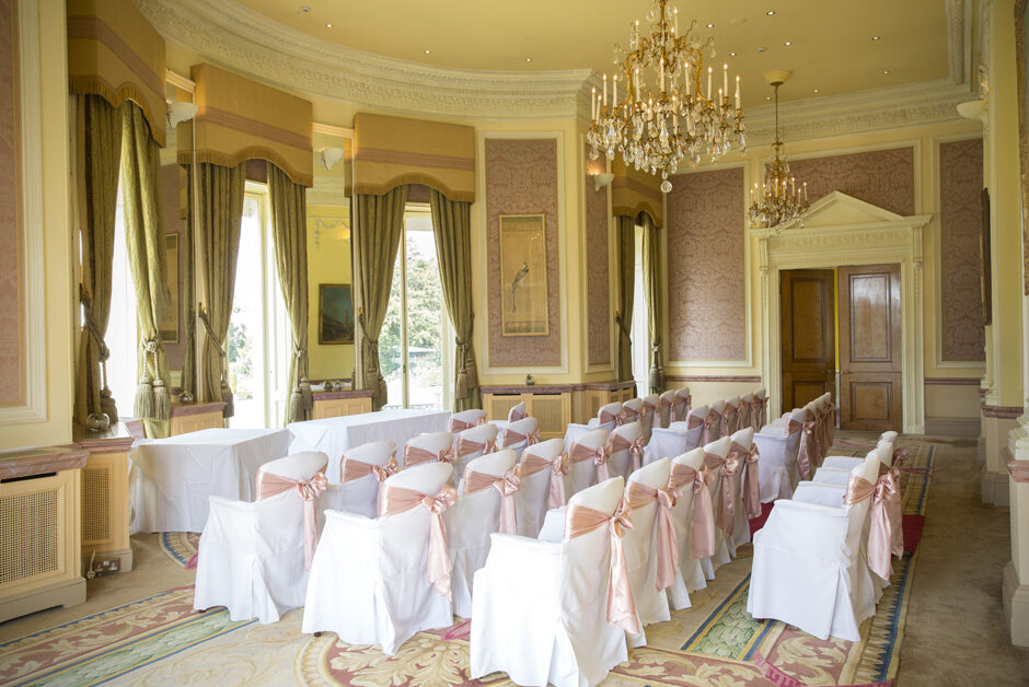 wedding ceremony room at Stoke Park in Reading