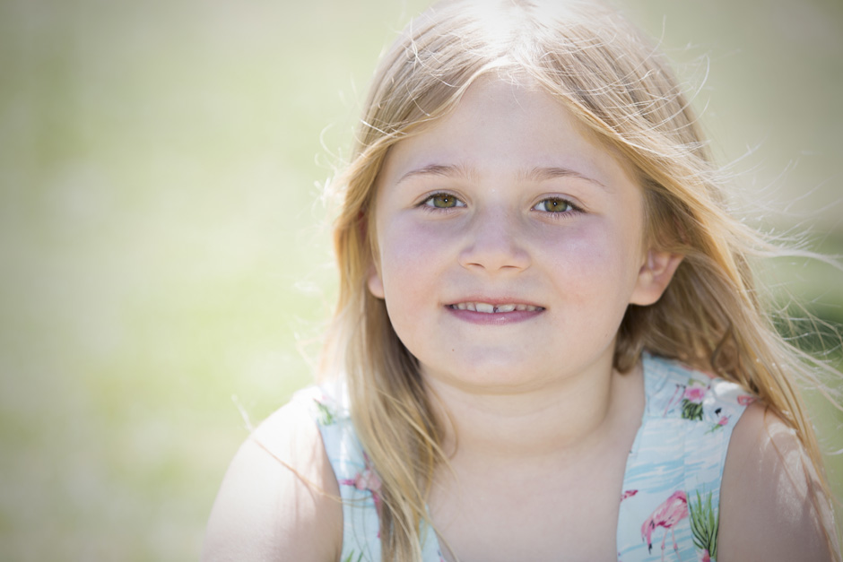 close-up of little girl with blonde hair in Tonbridge, Kent