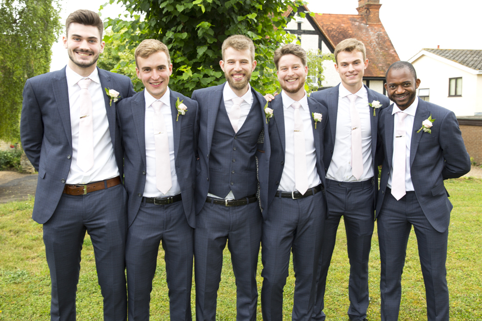 groom with ushers at Cuddington Church in Buckinghamshire