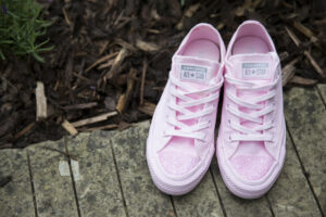 pink flower girl converses