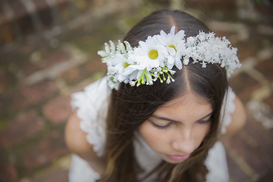 Silk flower bridesmaid head wreath by Heather at Lily & Rose, captured by Kent wedding photographer Victoria Green