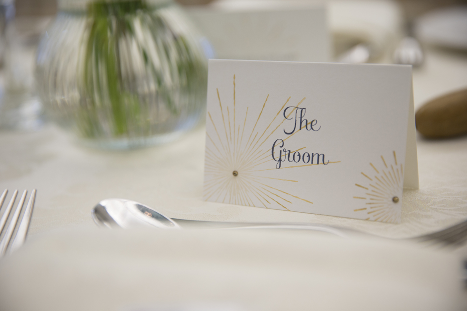 Close-up of 'The Groom' table signage at Bradbourne House, East Malling in Kent.